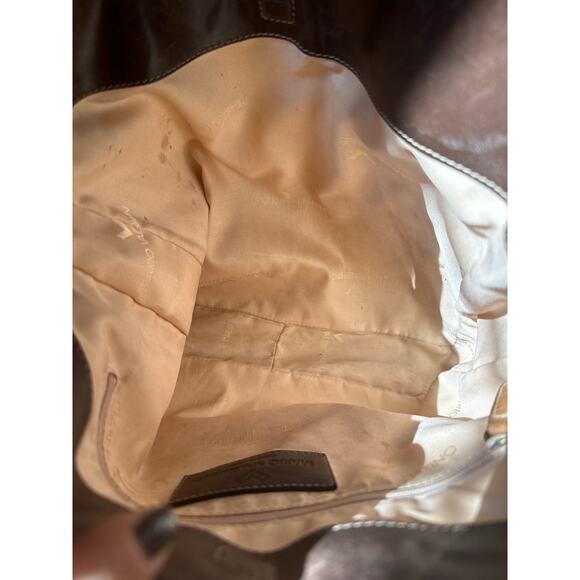 Vintage Mario Valentino Logo Printed brown Shoulder Bag gold hardware - Picture 15 of 16